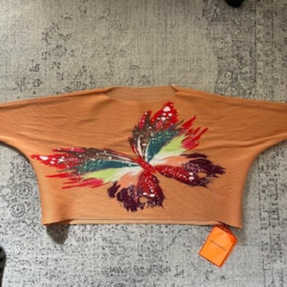 🧡3/15 NWT Bundle x 2 Orange Butterfly Top + Pink Top Women's L - Picture 2 of 16